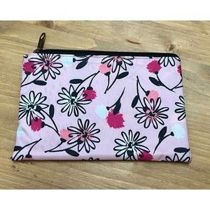 Pink Floral Cosmetic Makeup Travel Office Car Purse Zippered Bag Pouch NEW